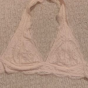 creme lace halter top bralette